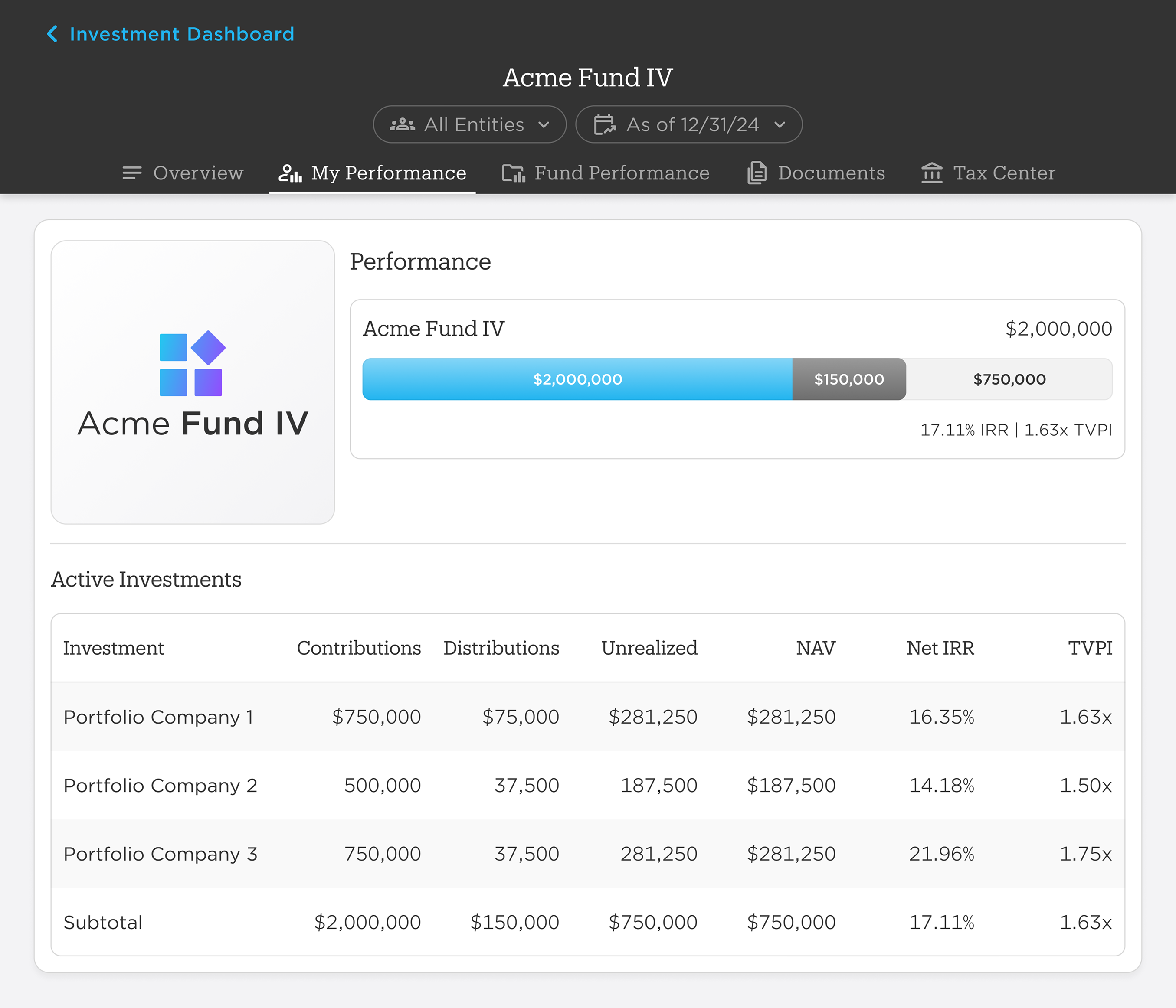 Investor Portal Screenshot 2